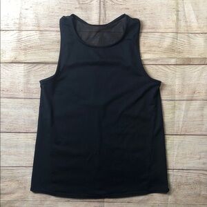 Oiselle Midnight Black Tank Top with Sheer Back